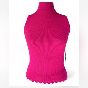 Bar III Hot Pink Sleeveless Turtleneck Top